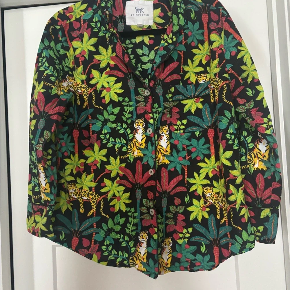 Printfresh Big Cat Energy Jungle Print pajamas M - Picture 1 of 6